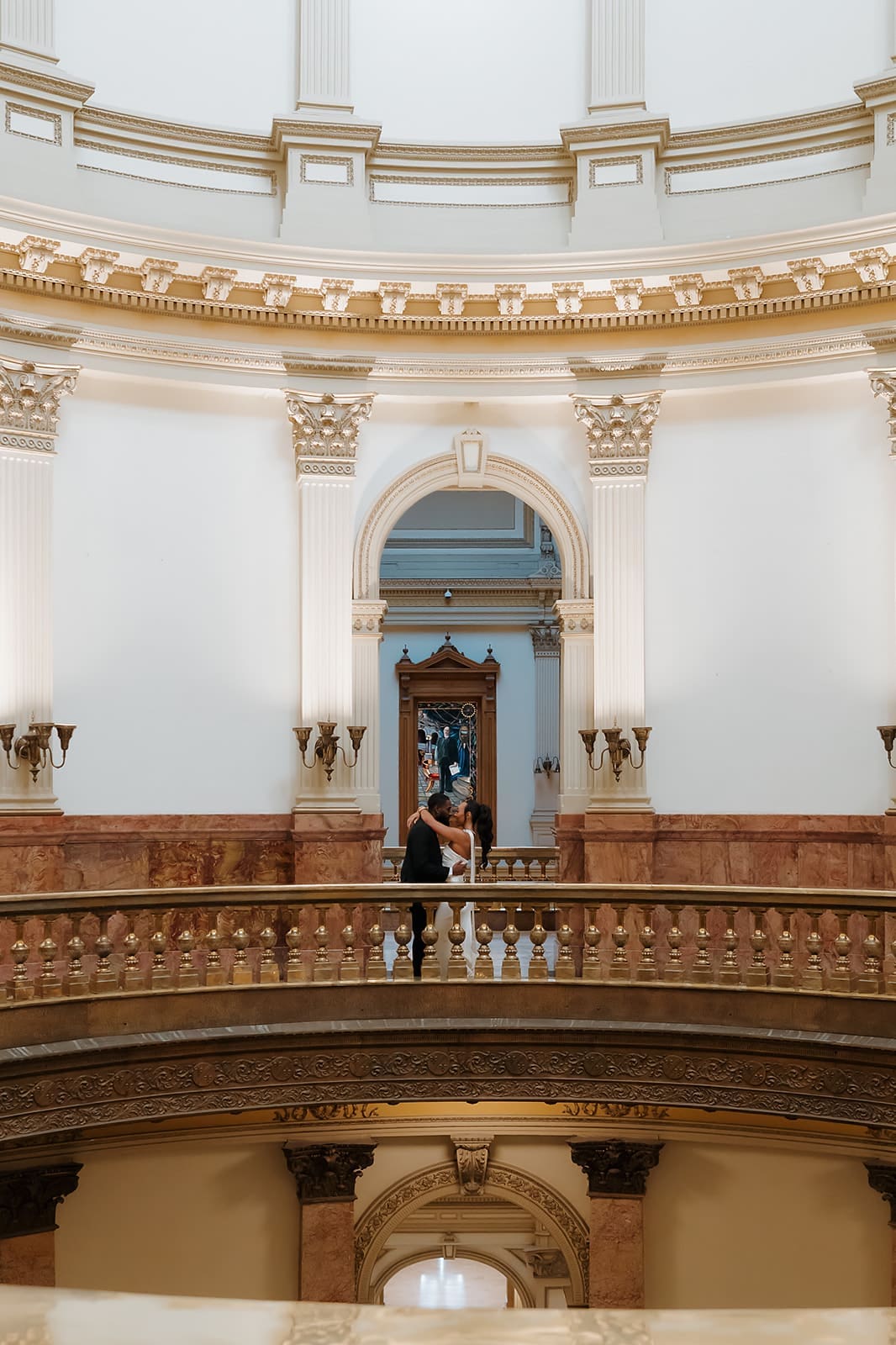 Romantic Colorado State Capitol wedding portraits inside the historic rotunda