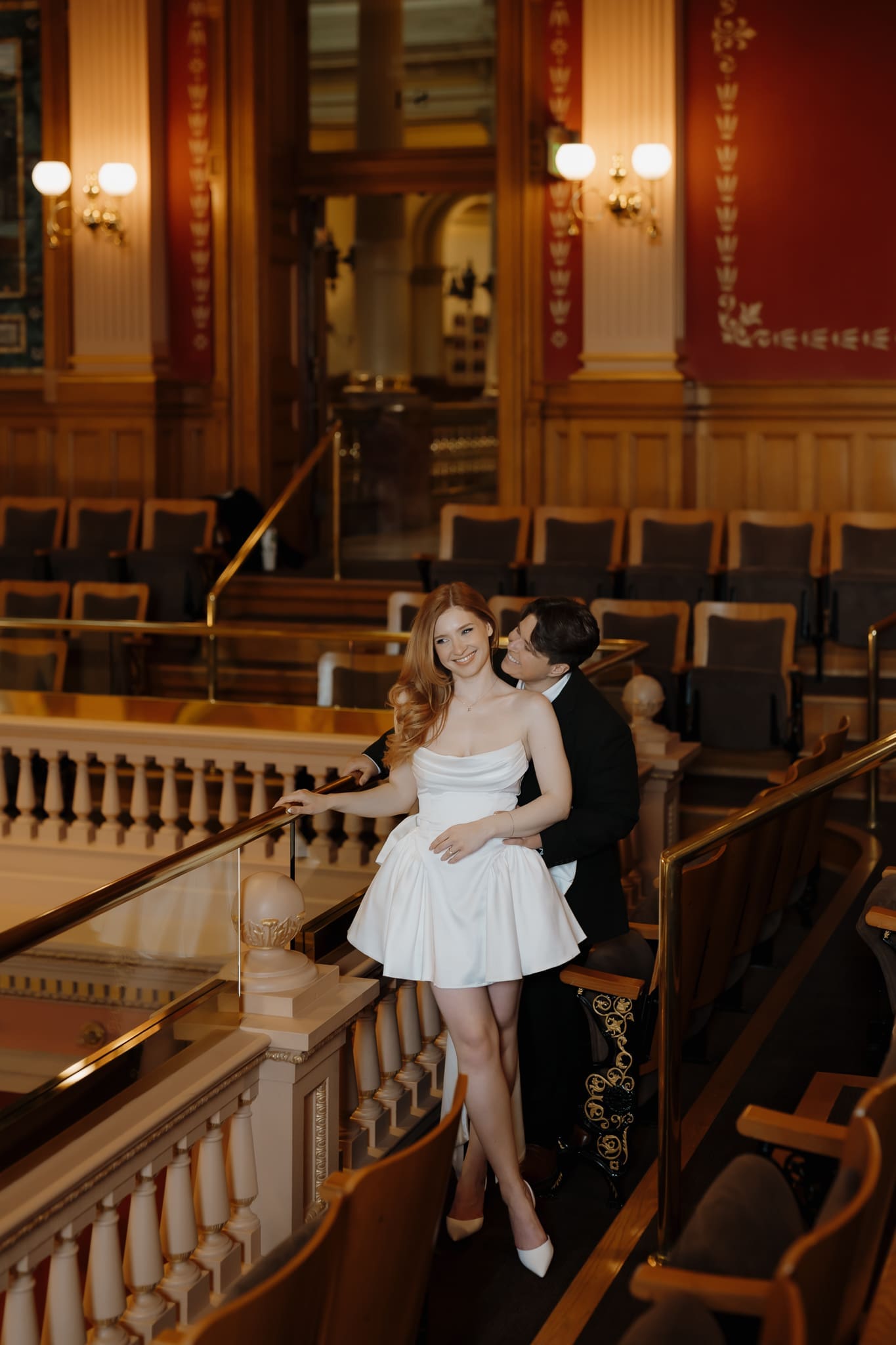 Intimate courthouse wedding portraits inside the Denver Capitol courtroom